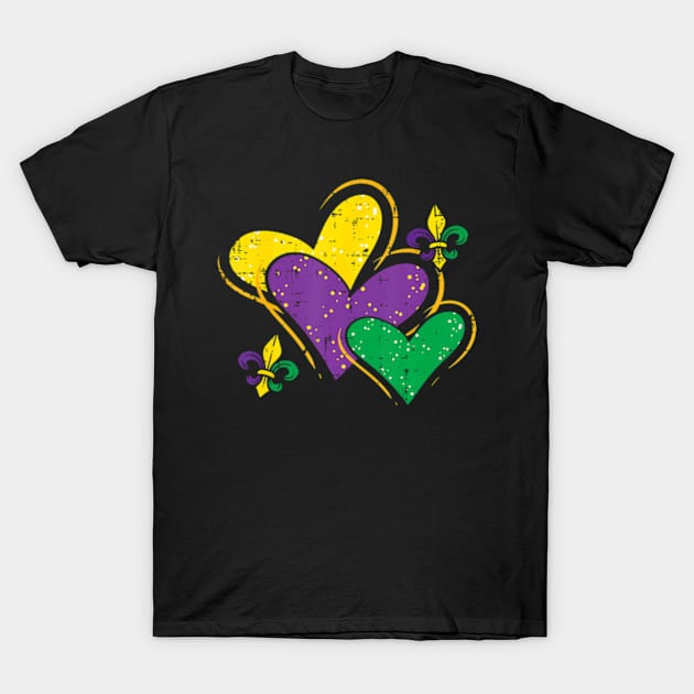 Mardi Gras Hearts Cute Outfit Women Girls Kids Toddler T-Shirt by Cristian Torres